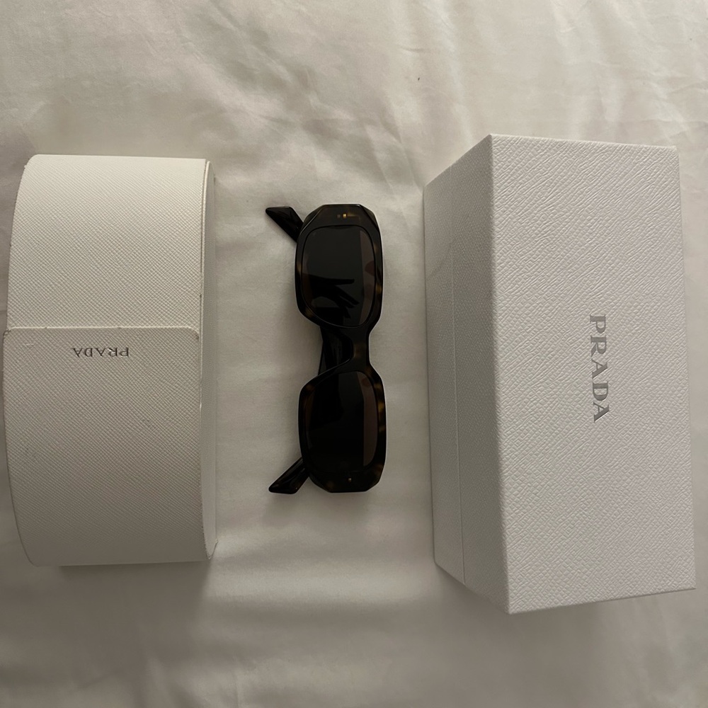 Prada Tortoise Sunglasses with Logo Pouch